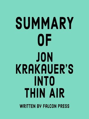 cover image of Summary of Jon Krakauer's Into Thin Air